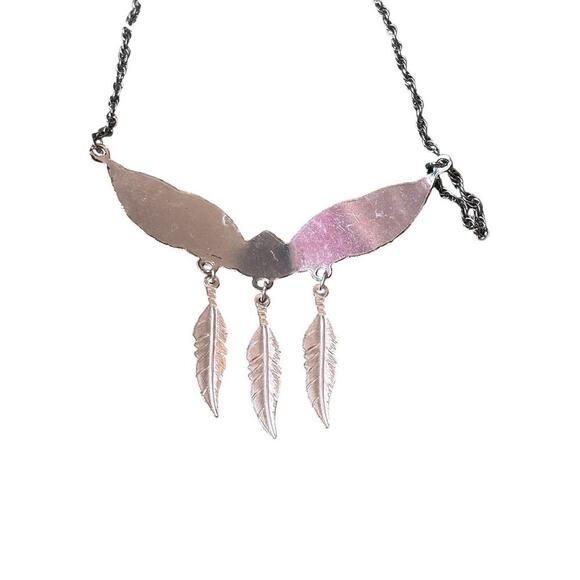 Montana Silversmiths Boundless Legacy Choker Necklace Silver Gold Dangle Feather - Picture 7 of 7